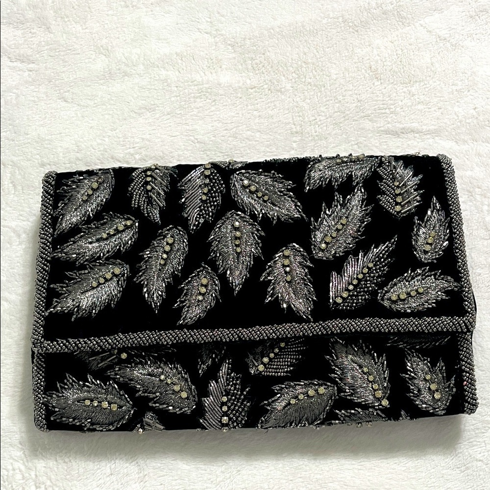 Anthropology, Elegant dark green and Silver Clutch